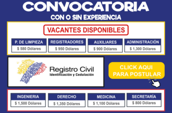 Registro Civil de Ecuador está contratando colaboradores